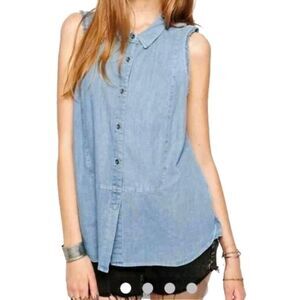 Free People Sleeveless Denim Tunic w/ Pockets